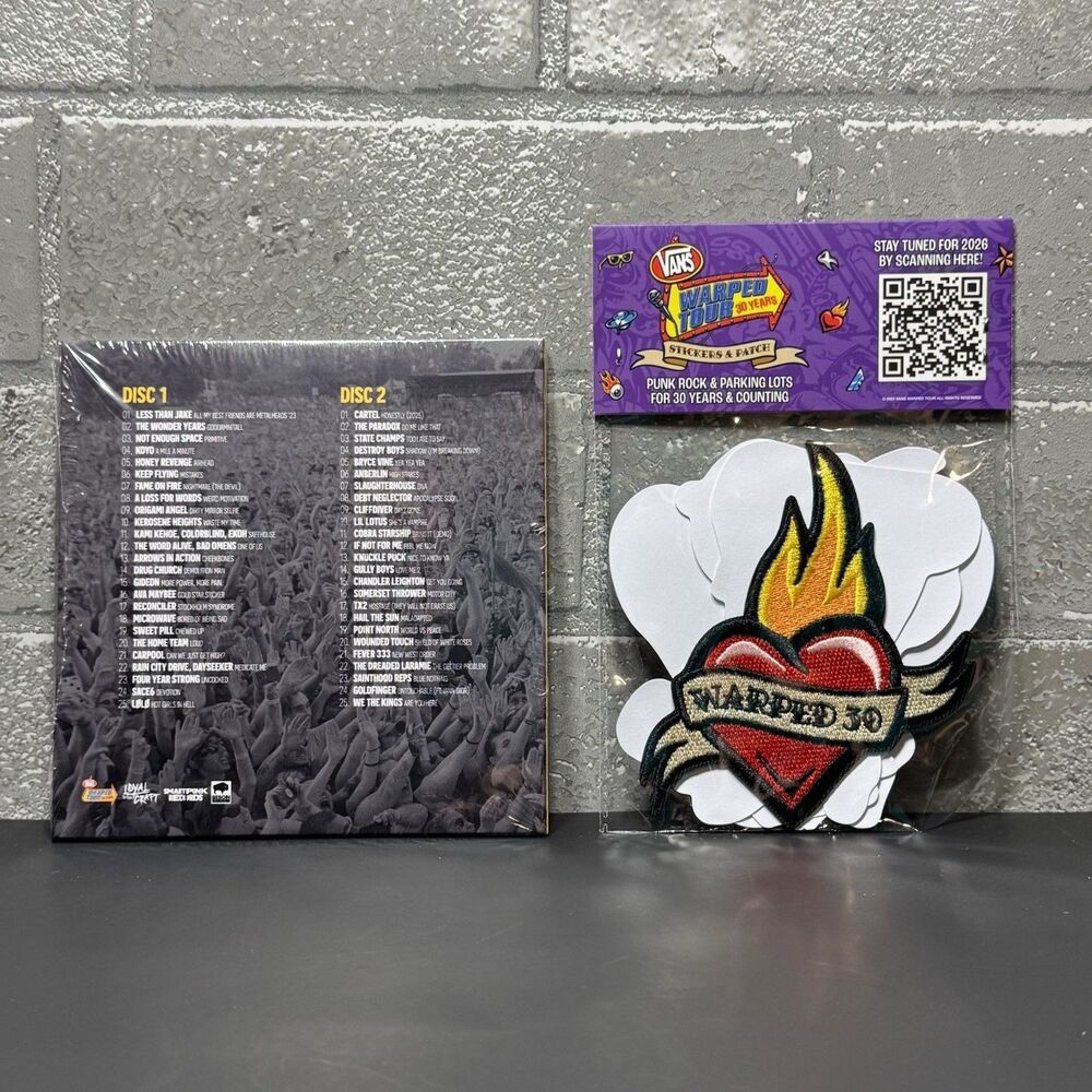 Vans Warped Tour 30 Years 2CD Compilation With Sticker Patch Pack Sealed - Picture 2 of 6